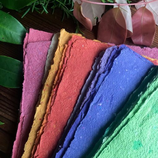 Coloured, eco friendly handmade paper from Australian supplier French for Tuesday. Ideal for art journalling.