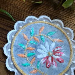 Round Sew on Patch with a Floral Pattern & Lace